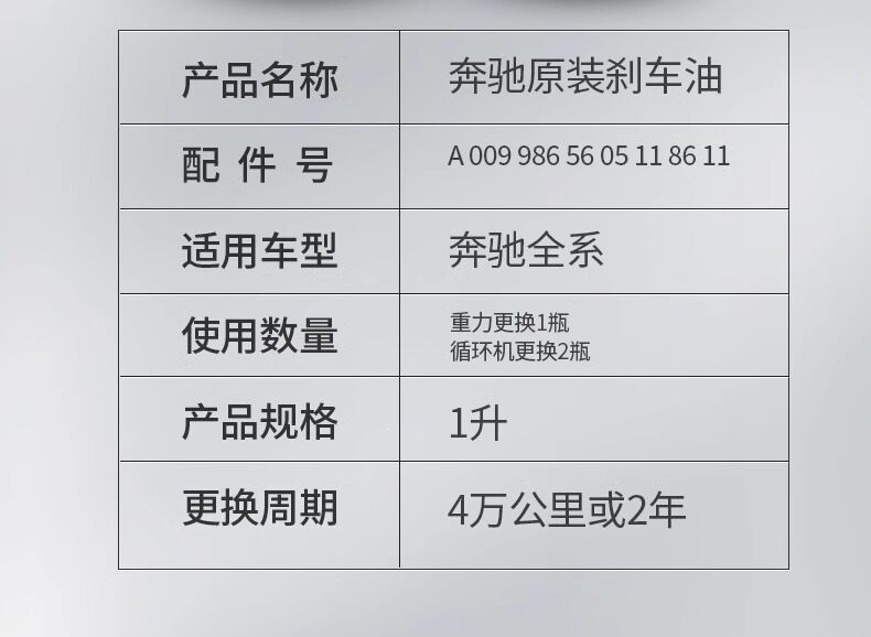 Mercedes-Benz 4S Same-Model Dedicated Brake Fluid Dot4 Plus Original Factory Product Suitable for Gl/C/E/Ml/S-Class Brake Fluid