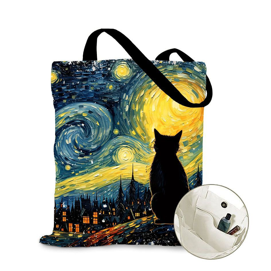 Explosiones transfronterizas adorables gatos bolsas de lona de impresión de gran capacidad para estudiantes de un solo hombro bolsas de lona al por mayor