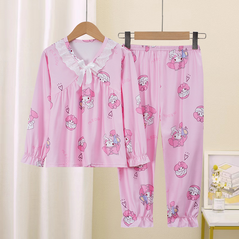 Primavera y otoño pijamas infantiles manga larga princesa de dibujos animados para niños pequeños bebés adultos aire acondicionado conjunto de ropa para el hogar