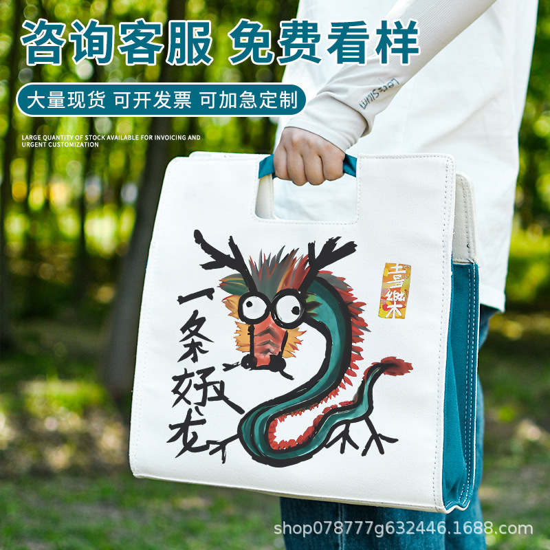 帆布包定制高端立体防水侧口袋学校宣传印logo高品质帆布袋定制