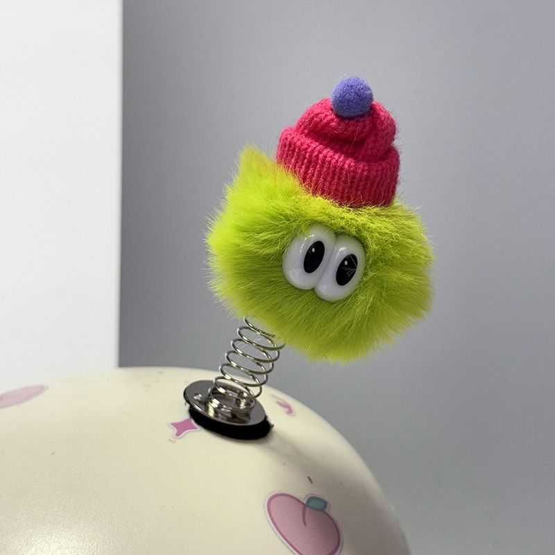 Electric Car Spring Decoration Colorful Cute Doll Helmet Decor
