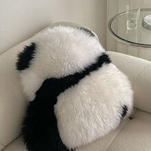 纯羊毛熊猫抱枕萌兰花花同款可爱飘窗客厅靠垫坐垫结婚红地毯