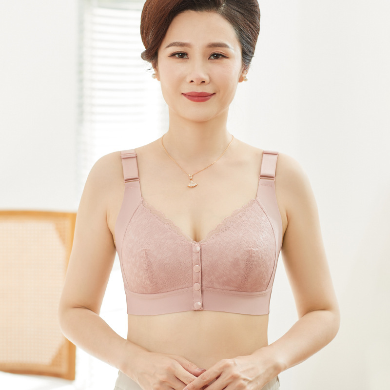Ropa interior de la madre modal algodón botón frontal sujetador inalámbrico de Mujer talla grande ropa interior Estilo Chaleco de mediana edad y ancianos
