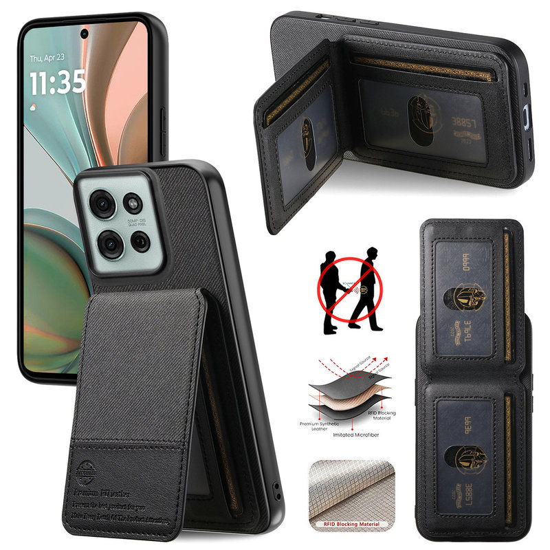 Cross-Border Applicable for Moto Edge70 Phone Case with Card Holder, Simple G86 Stand, Anti-Drop Motog77 Protective Cover