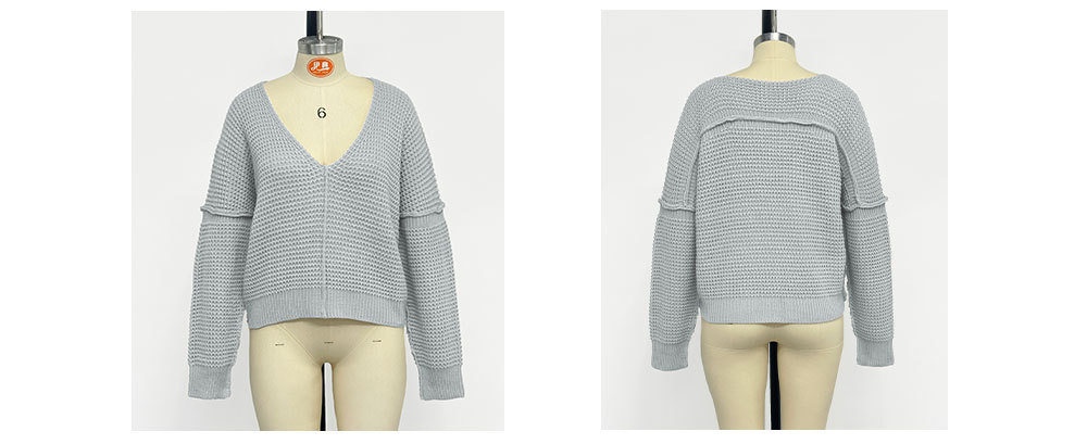 Pull sexy à col en v pour femmes, couleur unie, épaules dénudées, pull sexy_voghion.com