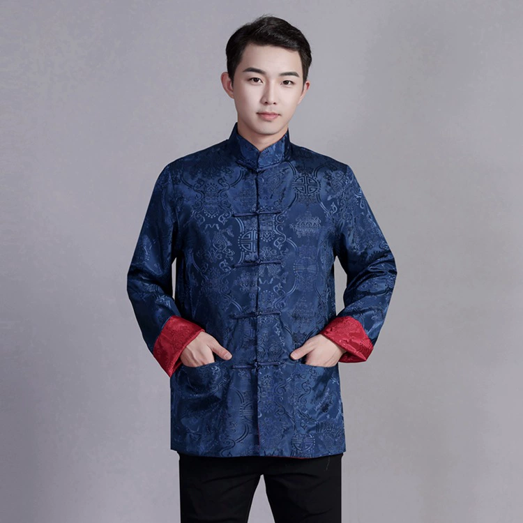 Оптовая продажа: мужские топы в стиле тан, двусторонние, в китайском стиле, одежда для пап, весенне-осенняя куртка с длинным рукавом, китайский стиль ханьфу для мужчин среднего и старшего возраста