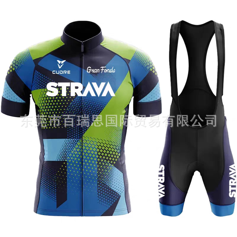 Cross-Border Exclusive Strava New Cycling Jersey Set Short-Sleeve Men's Top Road Bike Breathable One-Piece