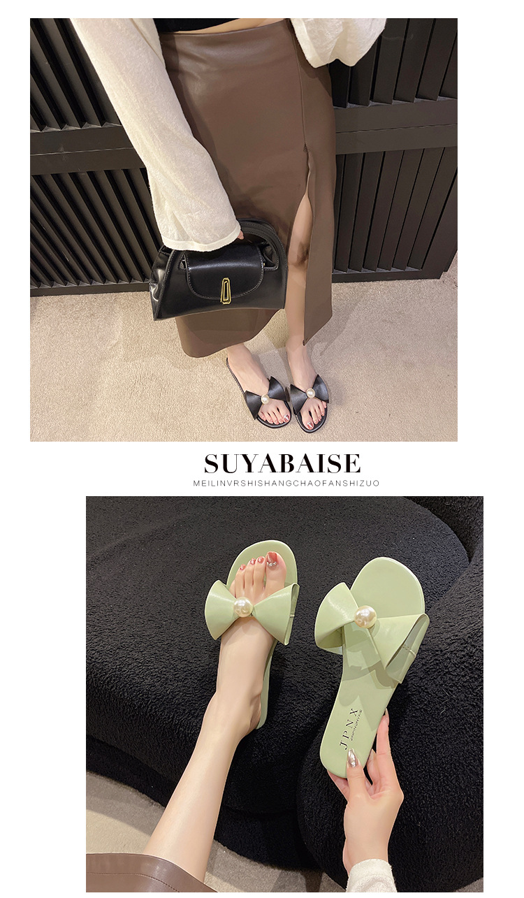 Women's Casual Commute Solid Color Bowknot Round Toe Slides Slippers display picture 2