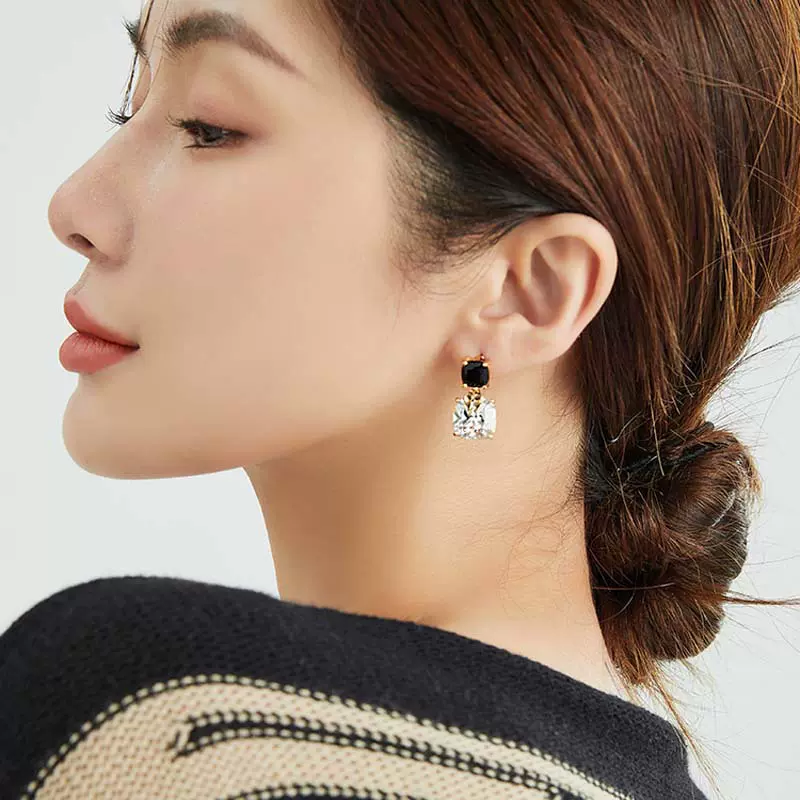 925银针新款耳环女精致高级感百搭潮流耳坠女秋冬不对称时尚耳饰