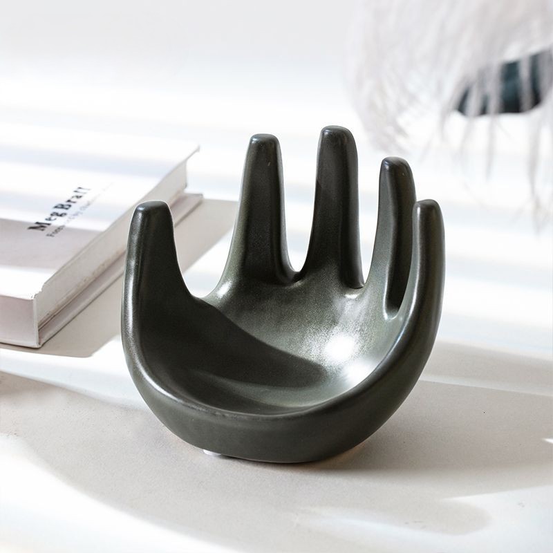 Moderno simple estilo ins cerámica Palma decoración joyería rack anillo de almacenamiento decoración modelo suave Decoración