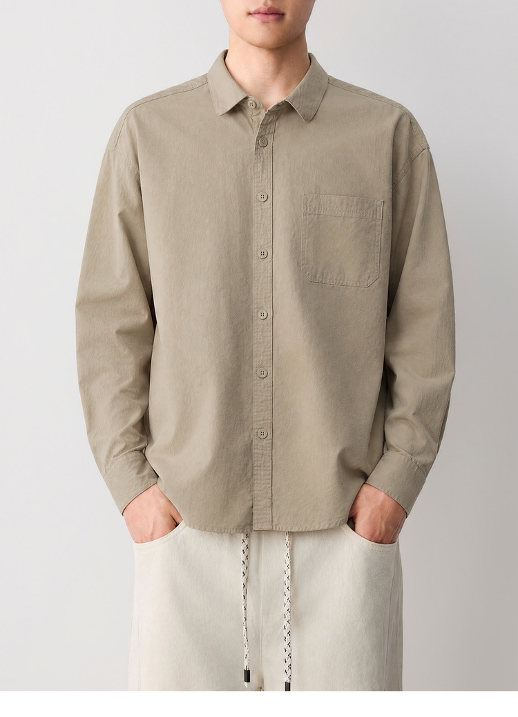 Áo sơ mi nam dài tay cotton trơn màu phong cách công sở — đen chi tiết 48