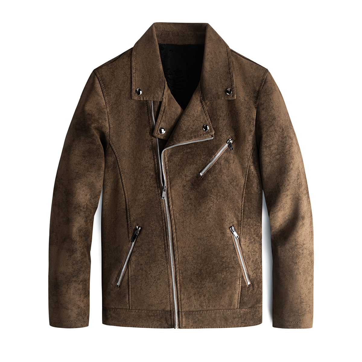 Muška moderna i lijepa jakna s flisom, uski kroj, kožna jakna s kosim patentnim zatvaračem, korejsko motociklističko odijelo, nova jesen/zima_voghion.com