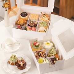 Dessert box cupcake packaging box four/six/nine grid cake box 9 grid packaging box Snow Mei Niang puff box