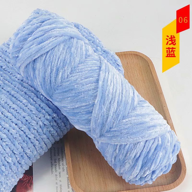 Chenille de terciopelo dorado lana gruesa bola sombrero bufanda suéter muñeca ganchillo gancho zapatos material tejido bricolaje paquete