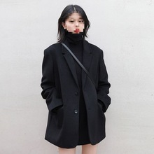 黑色西装毛呢外套女秋冬新款赫本风小个子呢子大衣感韩系