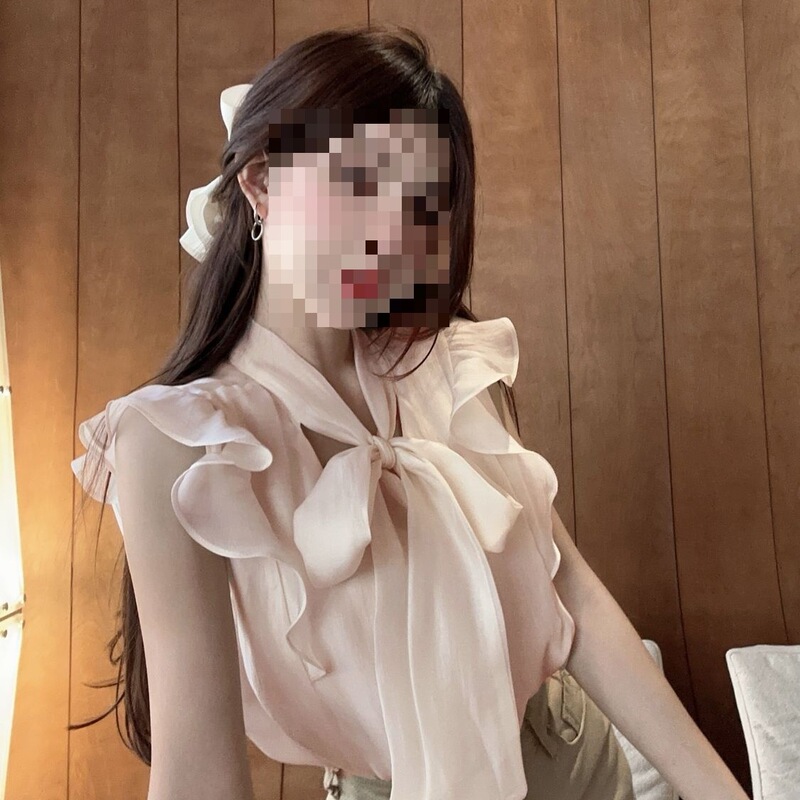 French-Style 1/4 Sleeve Shirt for Women, Summer Sweet and Gentle Bow-Knot Chic Shirt Design