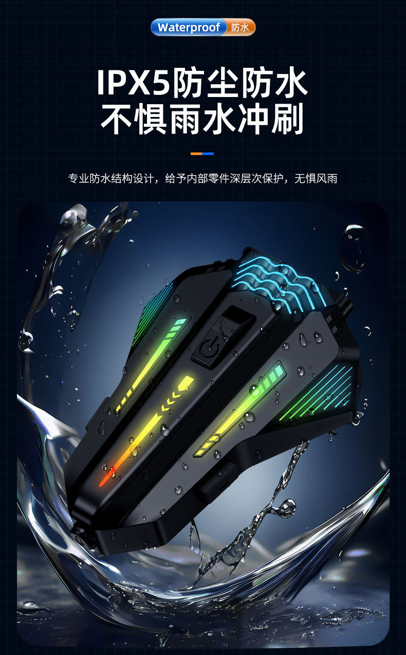 Cool Colorful Rgb Light Effect Motorcycle Helmet Bluetooth Headset 6.0 Group Chat Music Sharing Intercom Helmet Headset