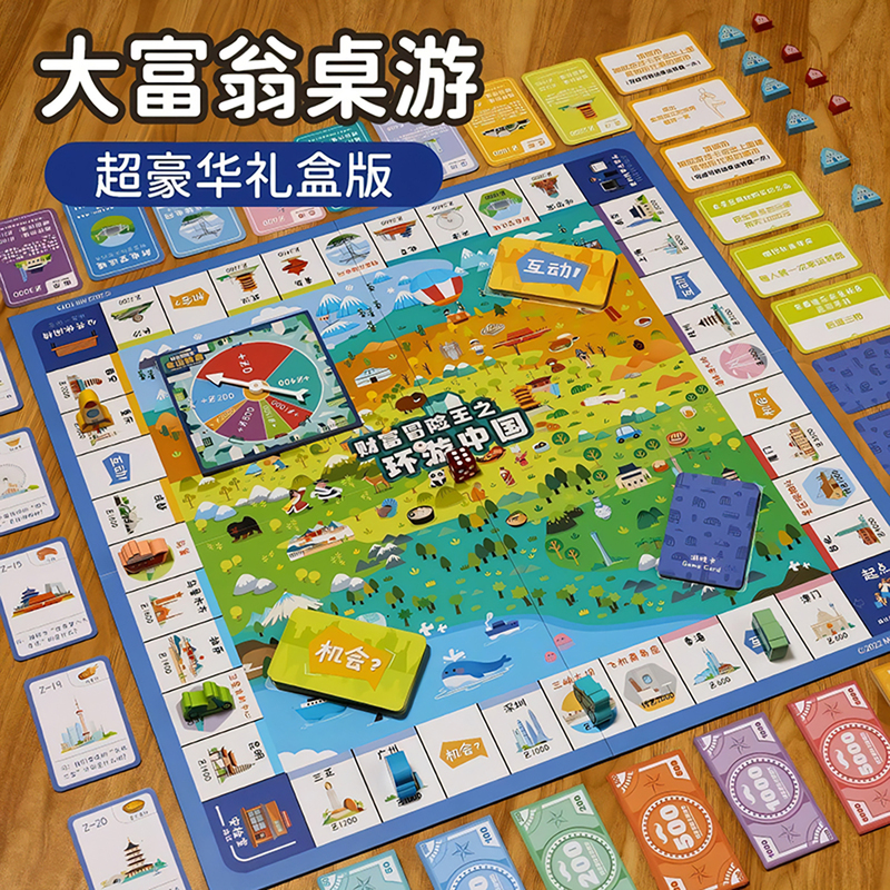 Authentic Large Monopoly World Tour Children's Deluxe Multiplayer Game Chess Classic Parent-Child Board Game China