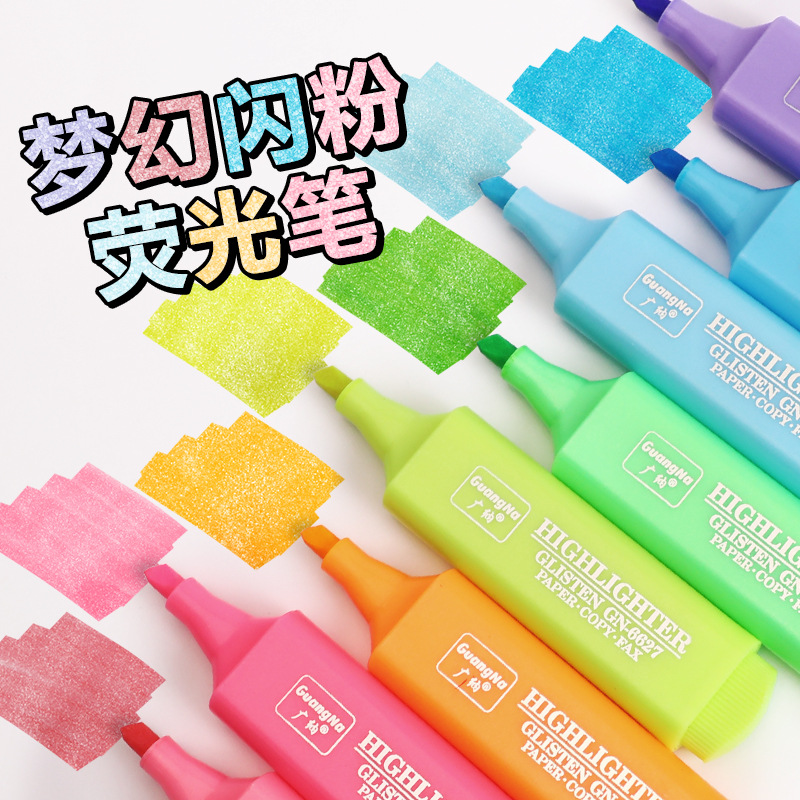 GN6627B Guangna Glitter rotulador marcador clave tarjeta de felicitación graffiti fondo color pluma 8 color rosa marcador de color
