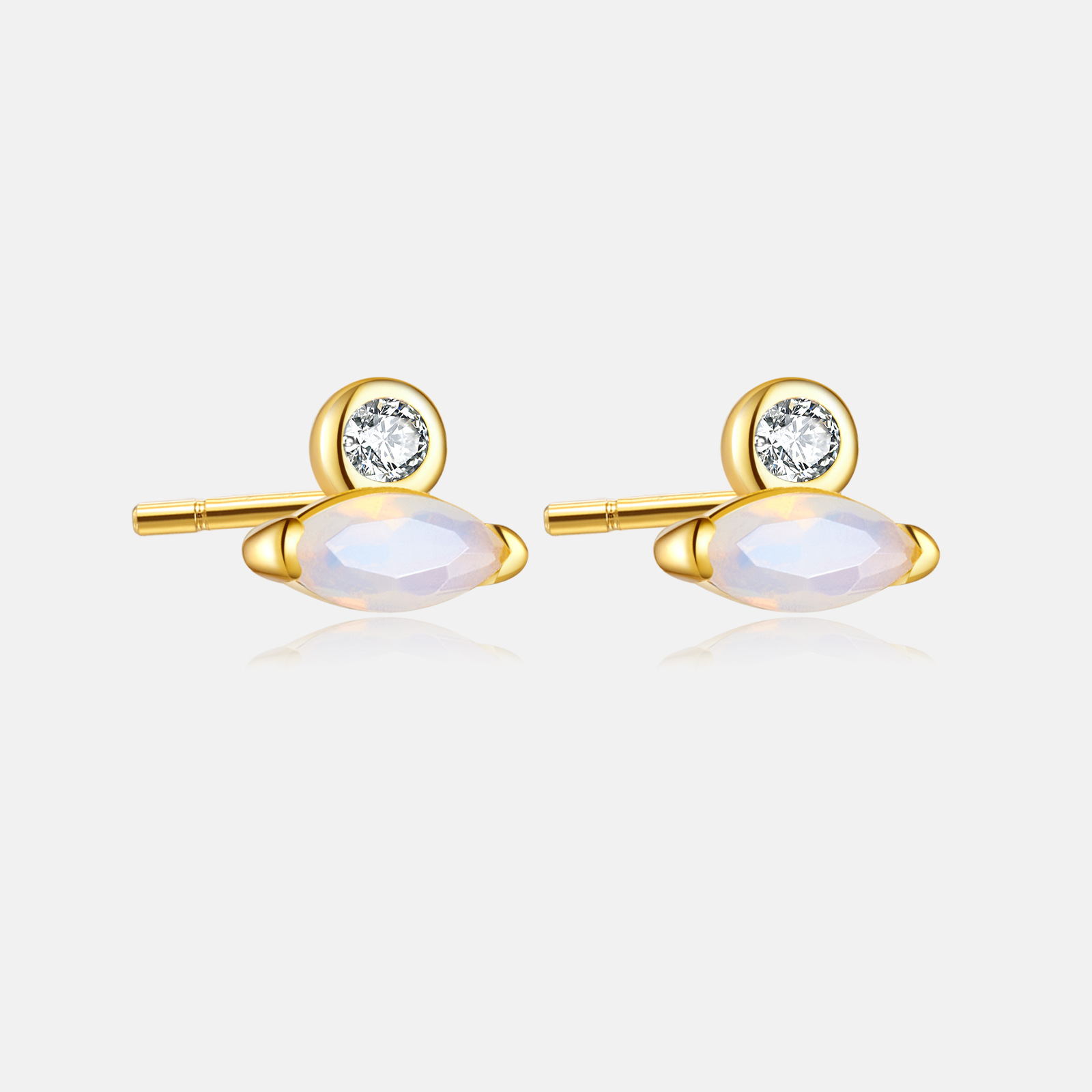 Geometric Pattern 1 Pair 925 Sterling Silver Zircon Geometric Ear Studs