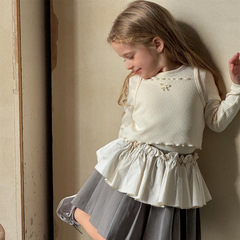 Top-Notch Egg Korean Children's Clothing 2025 Spring New Girls' Base Top Tank Top Two-Piece Set Cute Elastic Knitwear