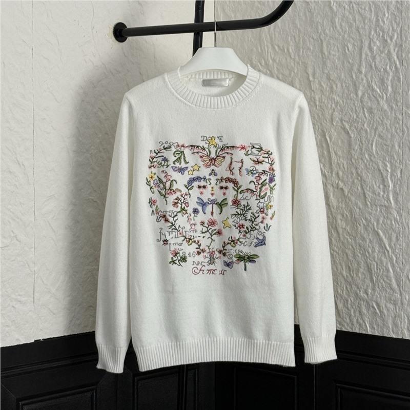 正确版本D家25秋冬新款花卉动物刺绣针织衫男女宽松毛衣 厂家直出