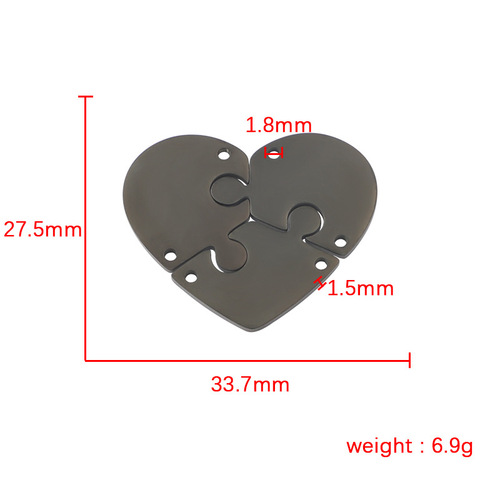 New style mirror titanium steel three-piece detachable large heart puzzle with single and double holes inside DIY jewelry accessories