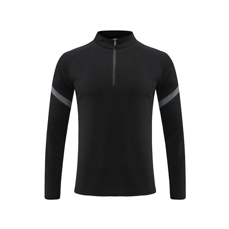 Otoño transfronterizo Deportes de los hombres media cremallera soporte collar manga larga running fitness de secado rápido transpirable suelta más tamaño camiseta