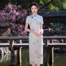 2025年春夏新款改良旗袍长款日常年轻复古新中式旗袍女装连衣裙