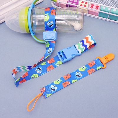 卡通图案组合2条装婴儿安抚奶嘴牙胶防掉链奶嘴夹防掉带 防丢带
