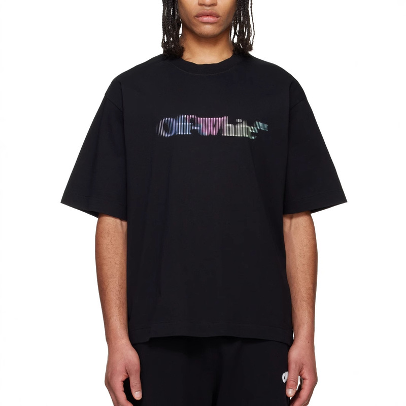 2025 Spring and Summer Men's American Letter Printed Breathable T-Shirt Loose Solid Color Exquisite Short Sleeve Top Base Shirt