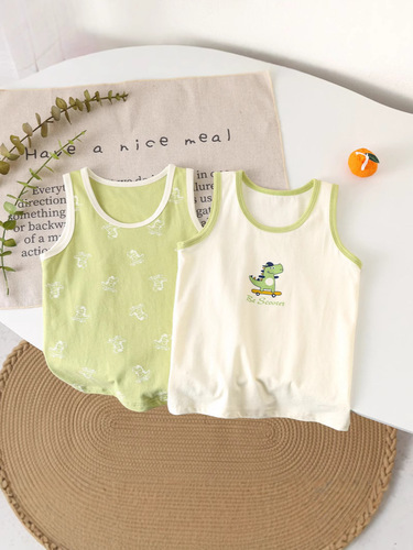 Children's pure cotton pajamas, unisex, for boys and girls, thin, sleeveless, track pants for inner wear, summer.