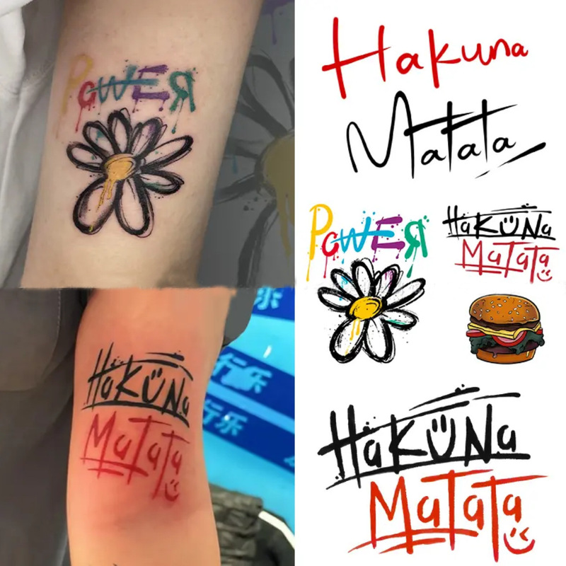 New HakunaMatata Graffiti Daisy Quan Zhilong High Inspirational English Waterproof Ins Style Tattoo Sticker