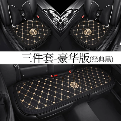 Chanel Rose Flower Seat Cover | Seat cushion, seat cover - black-rose-f009-three-piece-set-lumbar-support