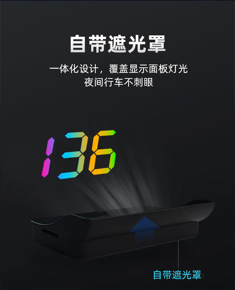 New energy HUD head-up display car Beidou GPS tester multi-function high-definition display projector