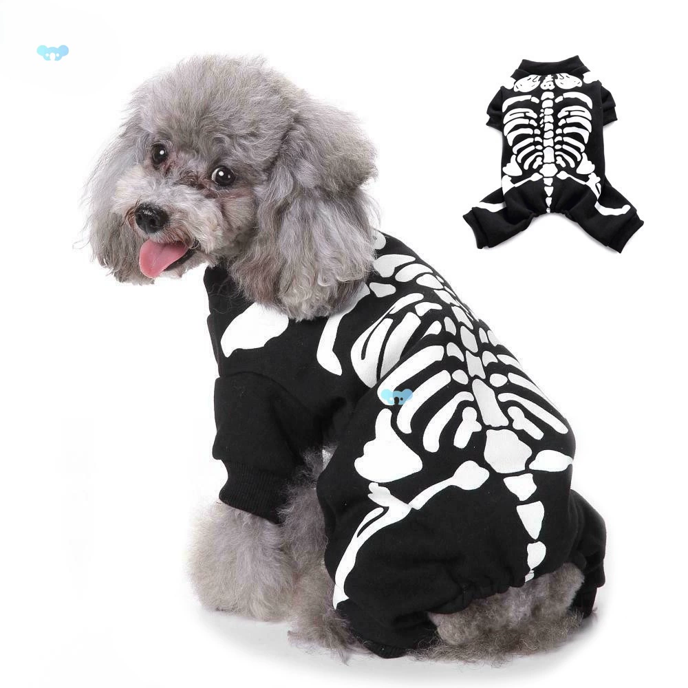 Костюм скелета домашнего животного для собак и кошек, теплый череп на Хэллоуин