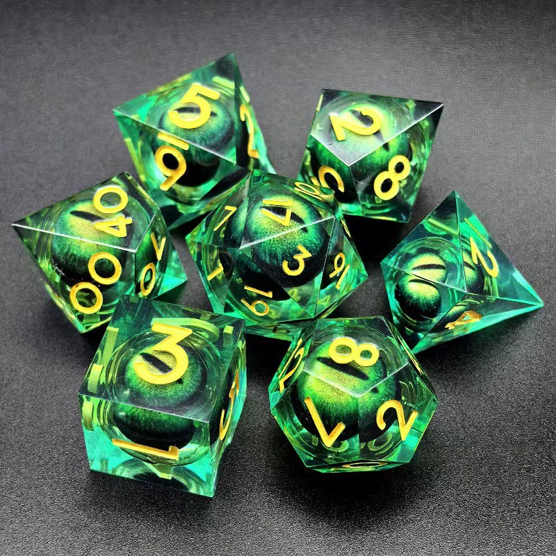 可动龙眼流沙树脂骰子coc跑团色子dnd克苏鲁博德之门桌游厂家直销