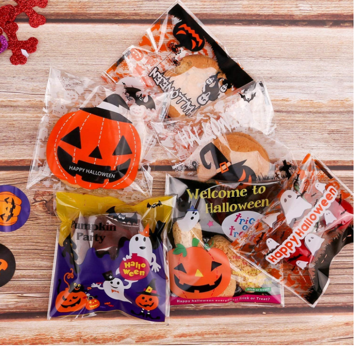 万圣节包装袋自粘不干胶或零食饼干袋派对礼品用品万圣节糖果袋|ms