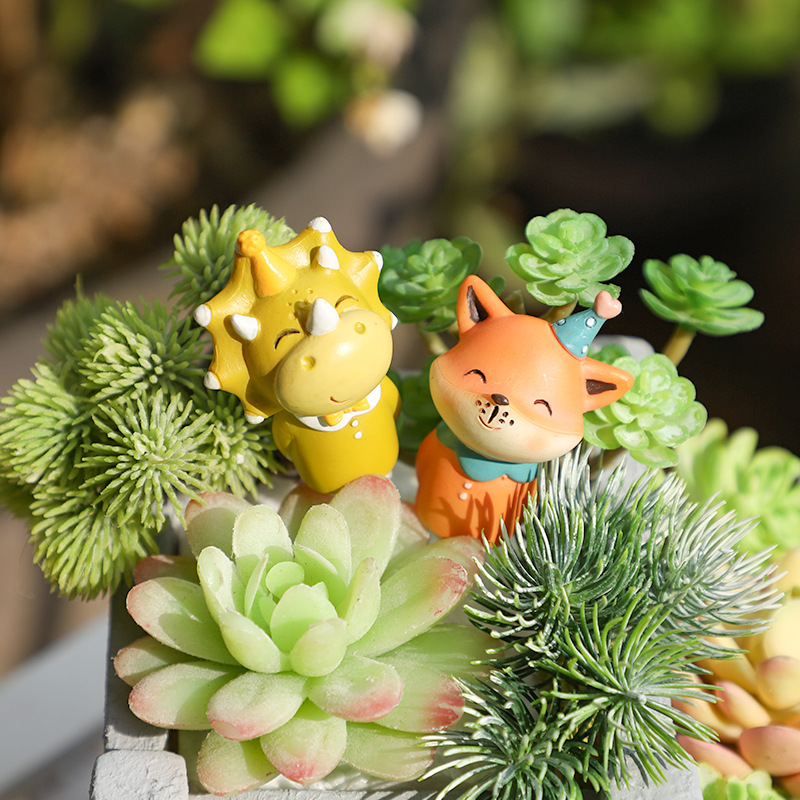 Jardinería paisajismo maceta flor de decoración dibujos animados interesantes resina de animales micro paisaje adornos maceta carnosa inserción