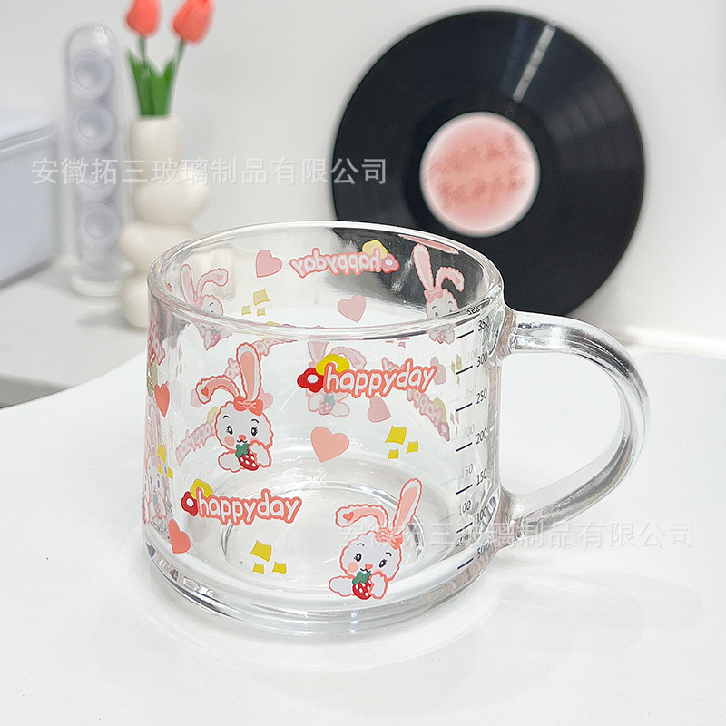 Taza de leche con tapa Taza de pajita Calefacción doméstica con cuchara Taza de impresión linda Taza de desayuno INS Taza de avena Estilo ins