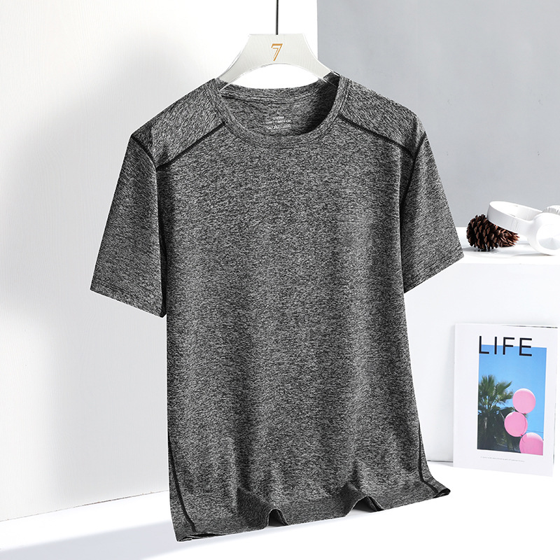 Camiseta de manga corta de seda helada de talla extra grande para hombre, estilo casual moderno, de ajuste holgado, de secado rápido, versátil, sin necesidad de planchado.