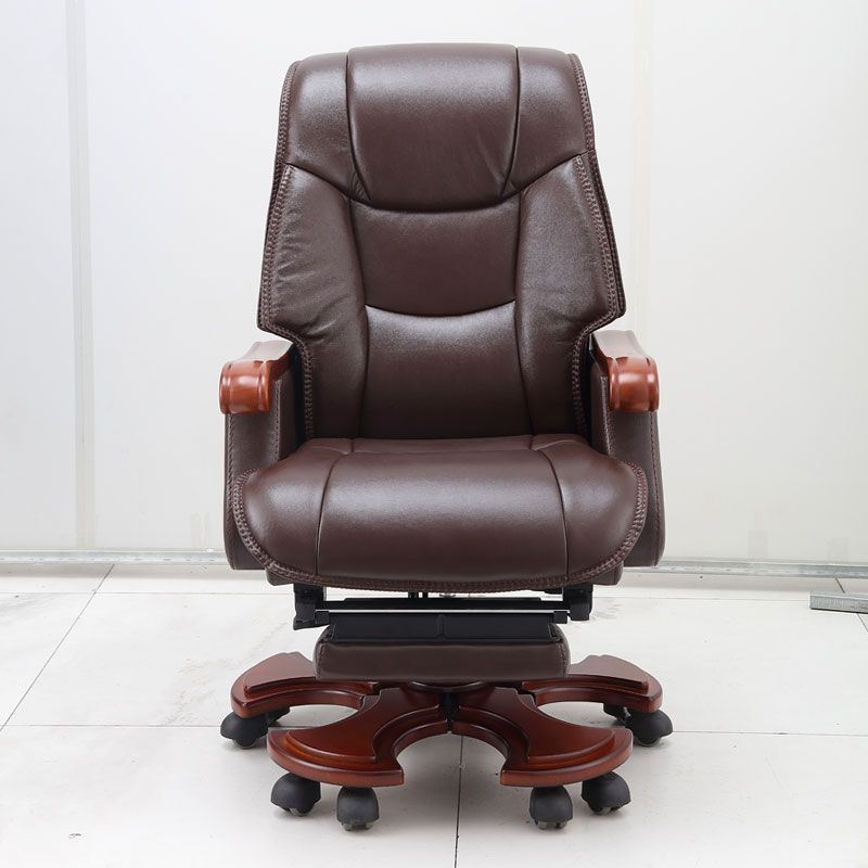 Leather Business Chair Boss Chair Ergonomic Design Can Massage and Rotate with Footrest for Home Office