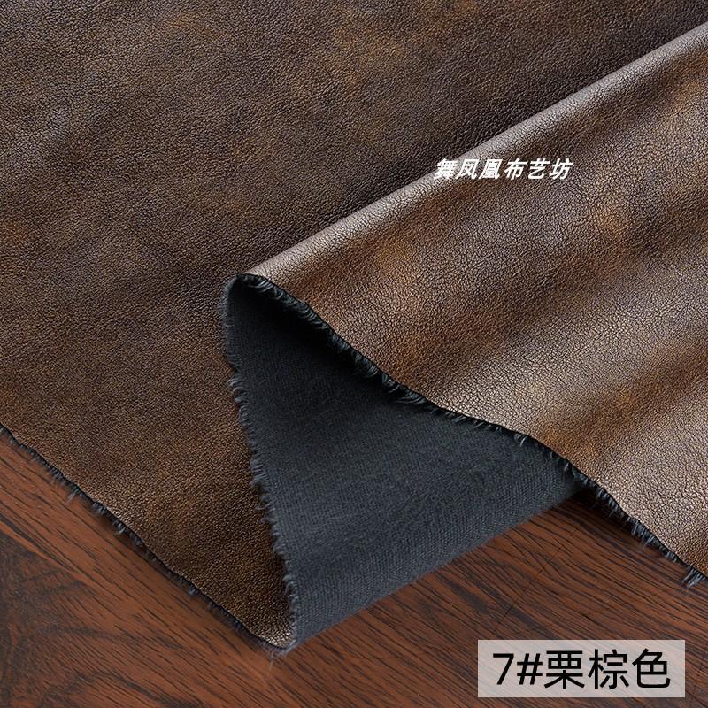 Chestnut Brown Vintage Distressed Leather - Soft Waterproof PU Fabric for European & American Style Leather Jackets, Skirts, and Trendy Bags - Thumbnail 3