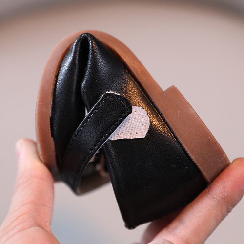 2024 Korean Spring and Autumn Children's Small Leather Shoes Casual Baby Square Mouth Shoes Bow Girls Princess Shoes Small Single Shoes Trendy