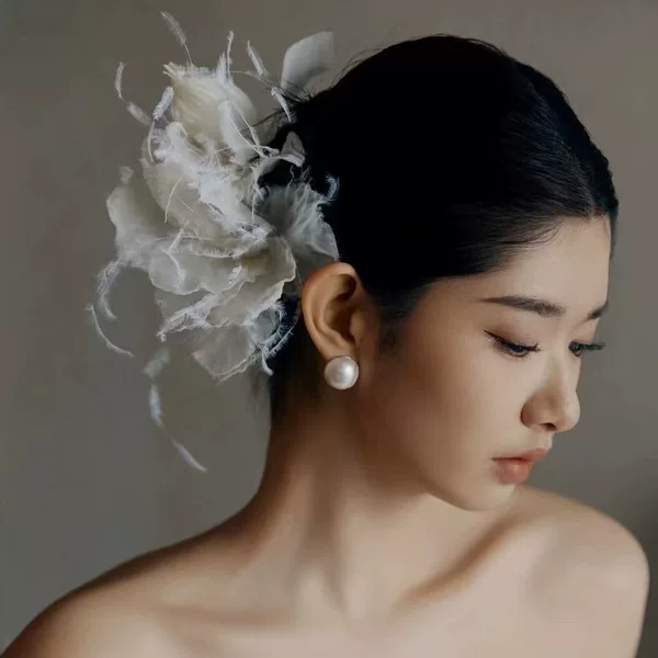 Bridal Headwear Super Fairy Atmosphere Flower Feather Hair Flower Hair Accessories Light Luxury Elegant Dress Dinner Styling Accessories