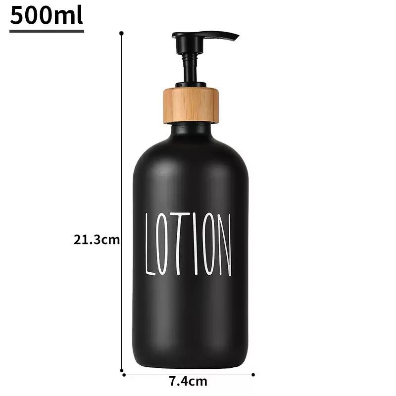 Bomba de desinfectante de manos Amazon Glass Boston botella de dispensador de jabón con tapa de madera en blanco y negro botella de champú 500ml