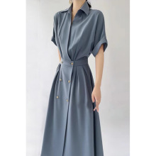 2025新款网红连衣裙轻奢气质吸显瘦时尚收腰中长裙高腰修身女6866