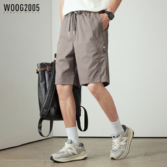 WOOG2005純色ストレート微ゆるい男性カジュアル五分ズボン2025夏の新型シンプルなファッションパンツ