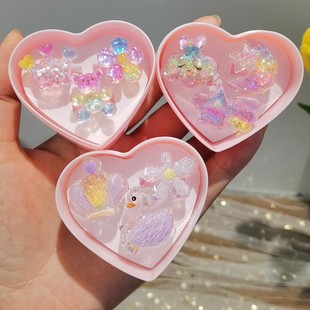 Children's Ring Girl Cute Cartoon Princess Hand Decoration Girls Ring Gift Box Set Little Girl Accessories Gift