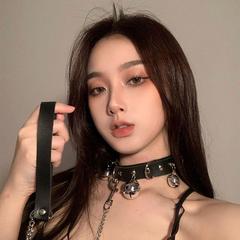 铃铛项圈女颈带链子颈圈男锁骨链颈环项链脖颈链脖圈choker皮质